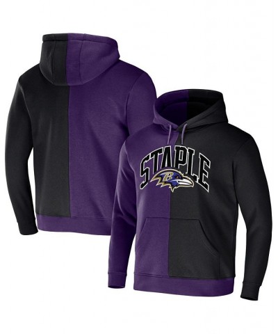 Men's NFL X Staple Purple, Black Baltimore Ravens Split Logo Pullover Hoodie $36.29 Sweatshirt