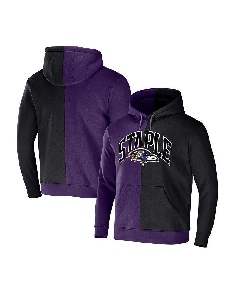 Men's NFL X Staple Purple, Black Baltimore Ravens Split Logo Pullover Hoodie $36.29 Sweatshirt