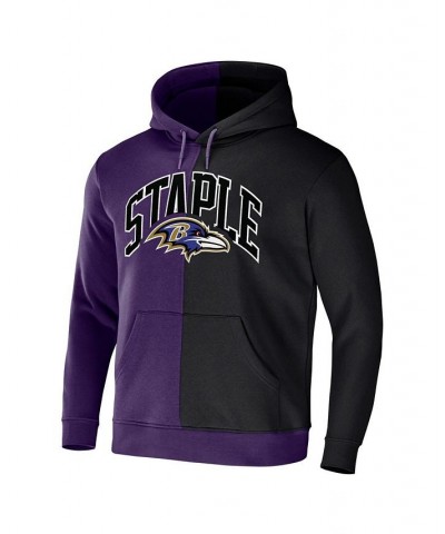 Men's NFL X Staple Purple, Black Baltimore Ravens Split Logo Pullover Hoodie $36.29 Sweatshirt