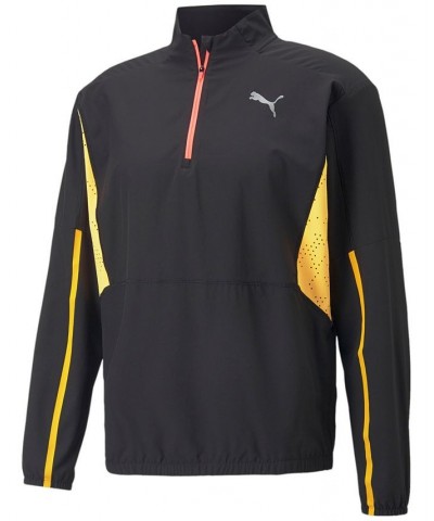 Men's Lightweight Colorblocked Quarter-Zip Performance Jacket Black $54.05 Jackets