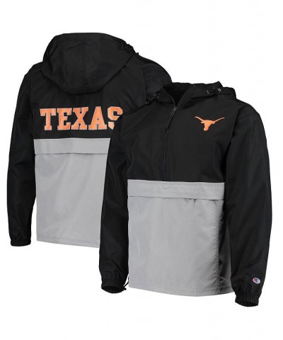 Men's Black Texas Longhorns Color-Blocked Packable 1/2-Zip Long Sleeve Hoodie Jacket $26.40 Jackets