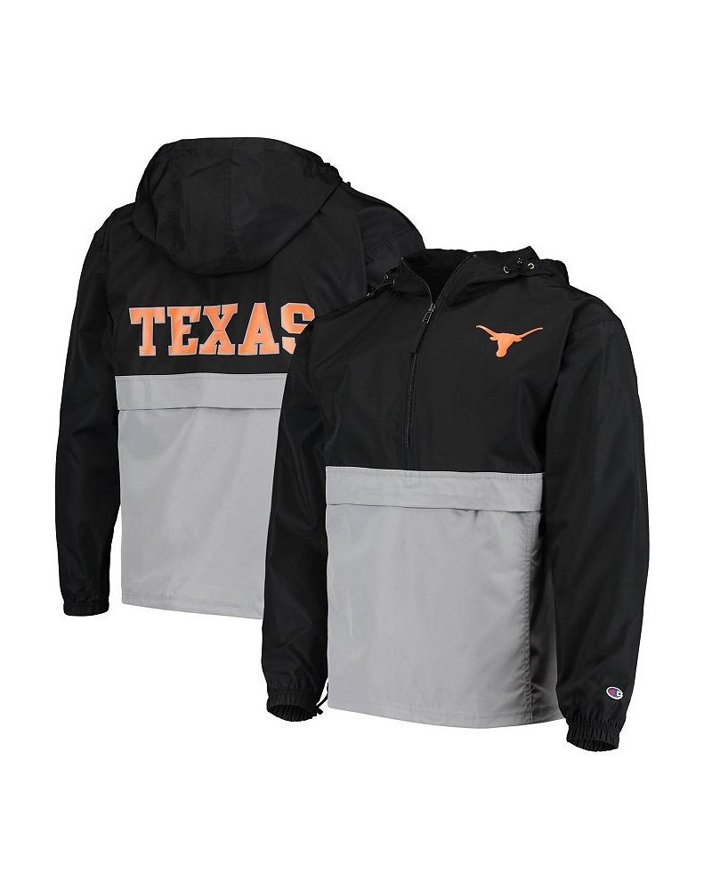 Men's Black Texas Longhorns Color-Blocked Packable 1/2-Zip Long Sleeve Hoodie Jacket $26.40 Jackets