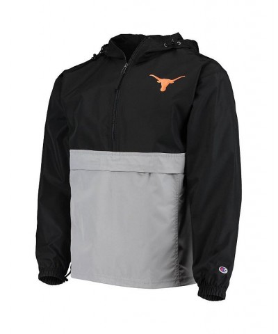 Men's Black Texas Longhorns Color-Blocked Packable 1/2-Zip Long Sleeve Hoodie Jacket $26.40 Jackets