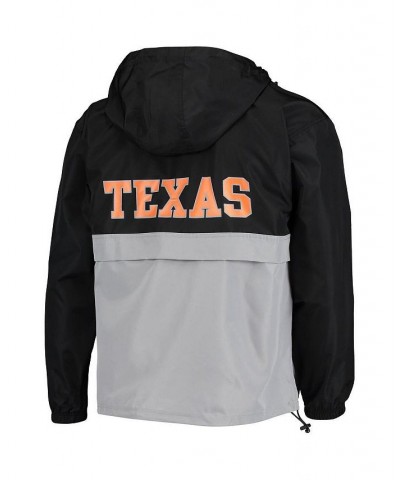 Men's Black Texas Longhorns Color-Blocked Packable 1/2-Zip Long Sleeve Hoodie Jacket $26.40 Jackets