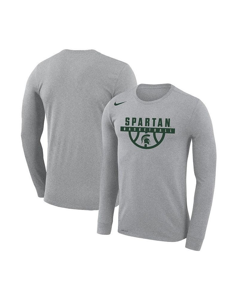 Men's Gray Michigan State Spartans Basketball Drop Legend Long Sleeve Performance T-shirt $31.89 T-Shirts