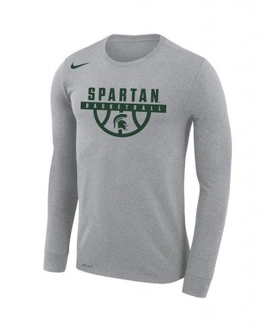 Men's Gray Michigan State Spartans Basketball Drop Legend Long Sleeve Performance T-shirt $31.89 T-Shirts