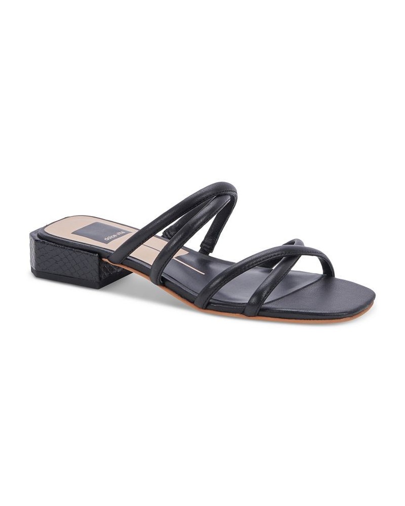 Women's Hapi Strappy Block-Heel Sandals Black $47.50 Shoes