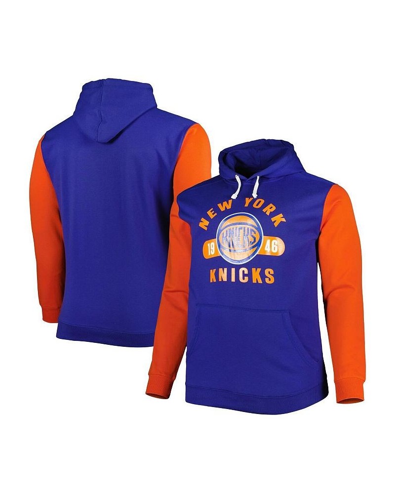 Men's Branded Blue and Orange New York Knicks Big and Tall Bold Attack Pullover Hoodie $33.47 Sweatshirt