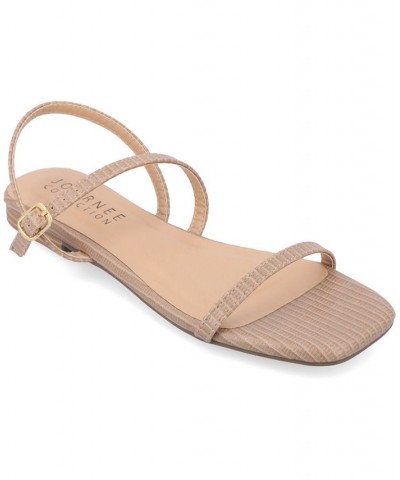 Women's Crishell Flat Sandals Tan/Beige $36.80 Shoes