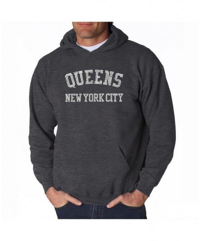 Men's Word Art Hoodie - Queens NY Neighborhoods Gray $24.60 Sweatshirt