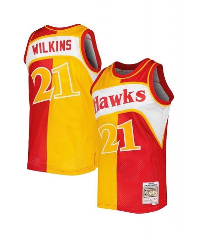 Men's Dominique Wilkins Yellow, Red Atlanta Hawks Hardwood Classics 1986-87 Split Swingman Jersey $58.00 Jersey