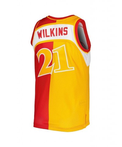 Men's Dominique Wilkins Yellow, Red Atlanta Hawks Hardwood Classics 1986-87 Split Swingman Jersey $58.00 Jersey