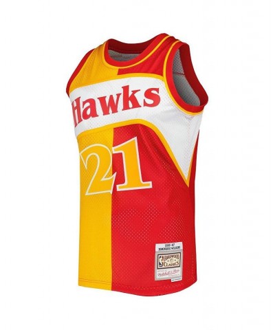 Men's Dominique Wilkins Yellow, Red Atlanta Hawks Hardwood Classics 1986-87 Split Swingman Jersey $58.00 Jersey