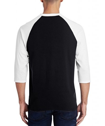 Men's Raglan Baseball 3/4 Sleeve Glory Hallelujah Flag Word Art T-shirt Black, White $22.94 T-Shirts