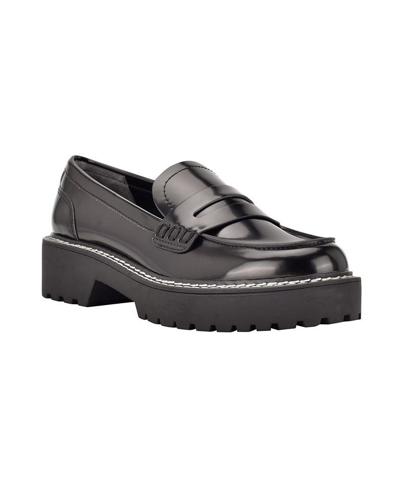 Women's Suzie Casual Lug Sole Loafers Black $49.05 Shoes