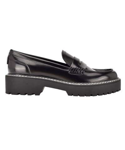 Women's Suzie Casual Lug Sole Loafers Black $49.05 Shoes