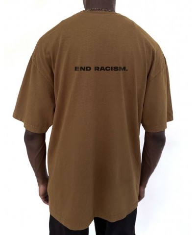 Men's End Racism 2 Logo Graphic T-Shirt Brown $38.69 T-Shirts