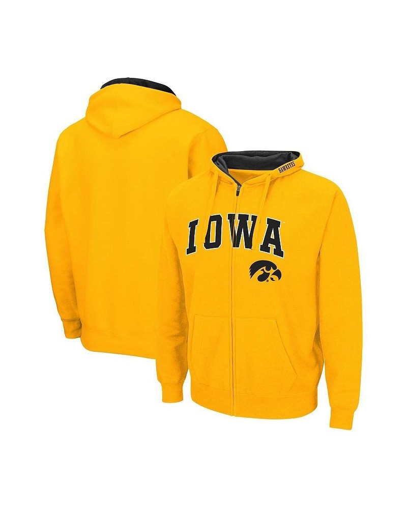 Men's Gold Iowa Hawkeyes Arch & Logo 3.0 Full-Zip Hoodie $31.19 Sweatshirt