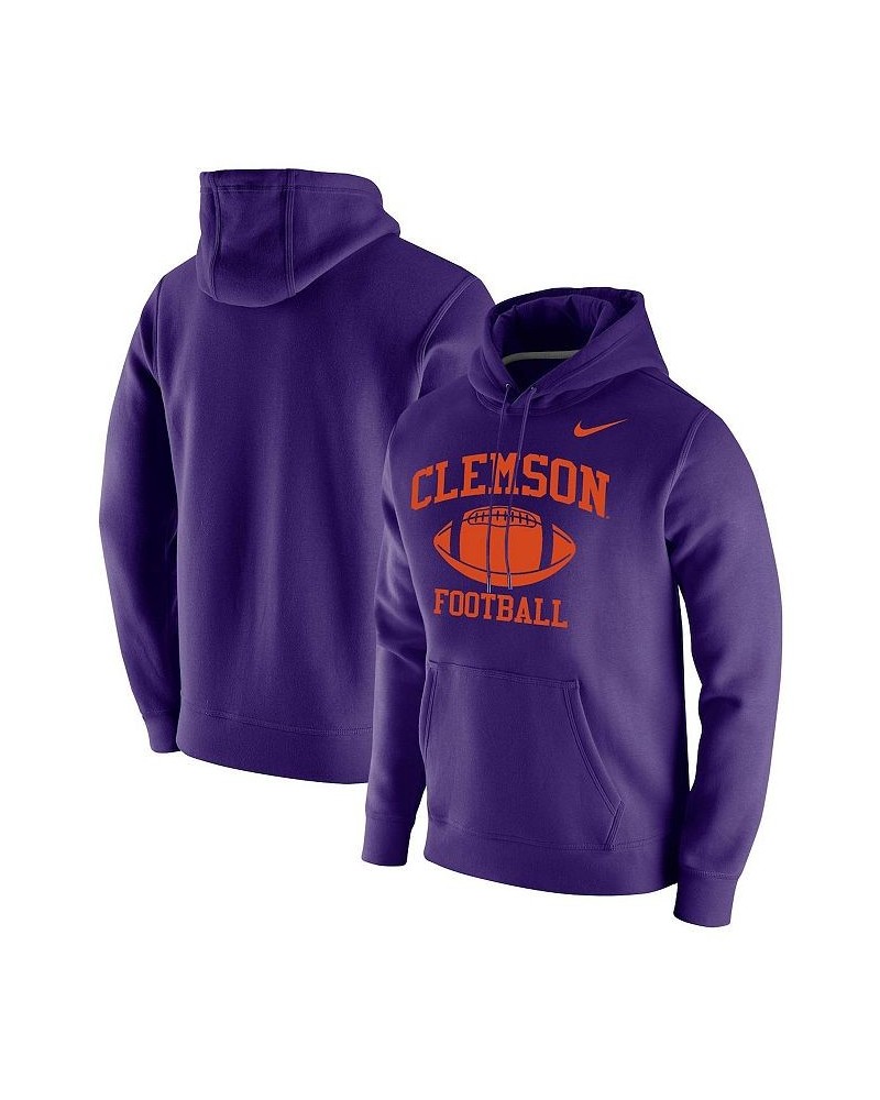 Men's Purple Clemson Tigers Retro Football Club Fleece Pullover Hoodie $37.40 Sweatshirt