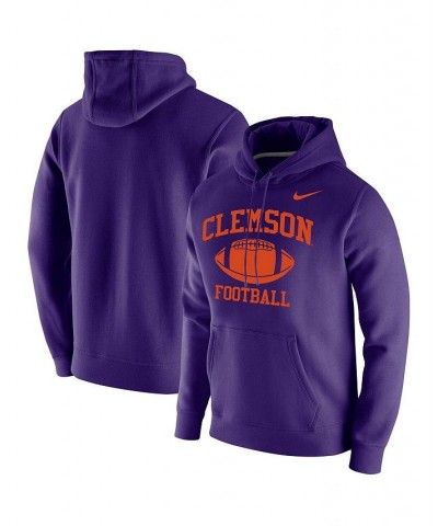 Men's Purple Clemson Tigers Retro Football Club Fleece Pullover Hoodie $37.40 Sweatshirt