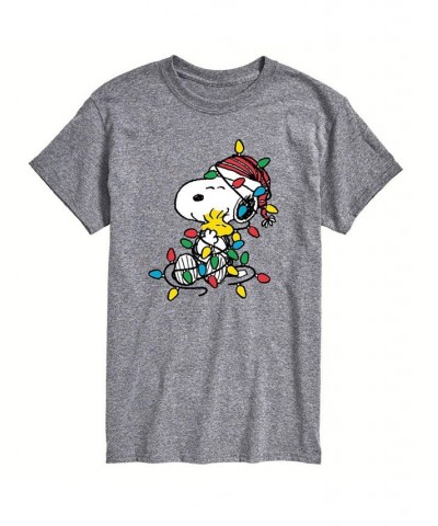 Men's Peanuts Lights Short Sleeve T-shirt Gray $16.80 T-Shirts