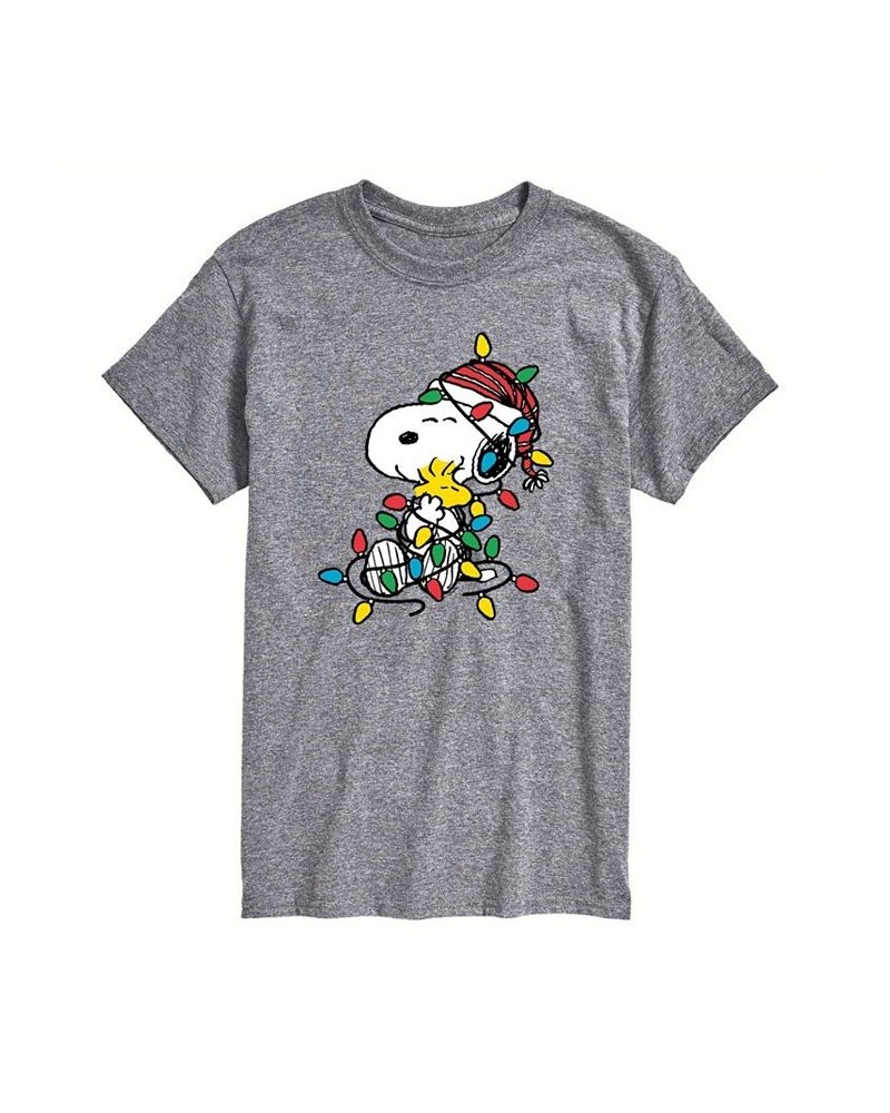 Men's Peanuts Lights Short Sleeve T-shirt Gray $16.80 T-Shirts