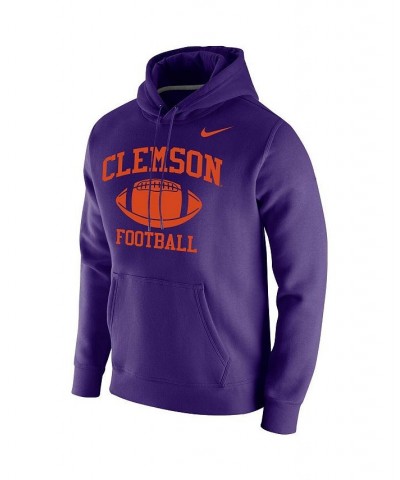 Men's Purple Clemson Tigers Retro Football Club Fleece Pullover Hoodie $37.40 Sweatshirt