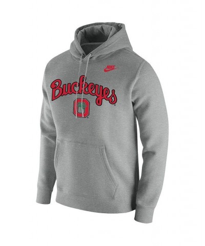 Men's Heathered Gray Ohio State Buckeyes Script Vintage-Like School Logo Pullover Hoodie $42.50 Sweatshirt