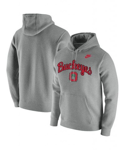 Men's Heathered Gray Ohio State Buckeyes Script Vintage-Like School Logo Pullover Hoodie $42.50 Sweatshirt