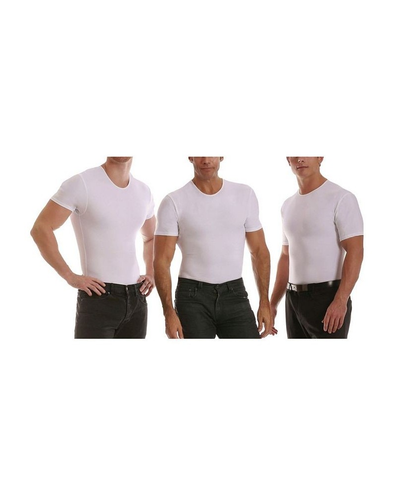 Insta Slim Men's 3 Pack Compression Short Sleeve Crew-Neck T-Shirts White $92.32 Undershirt