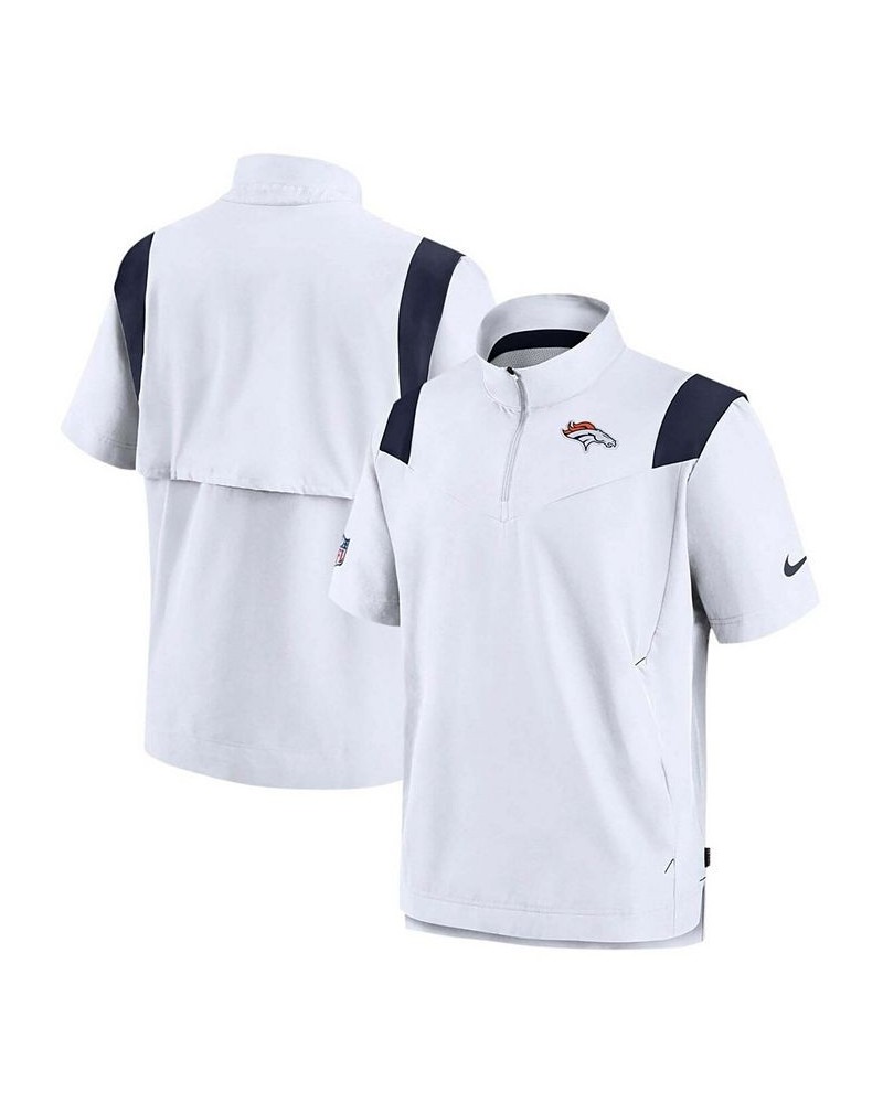 Men's White Denver Broncos Sideline Coaches Short Sleeve Quarter-Zip Jacket $25.42 Jackets