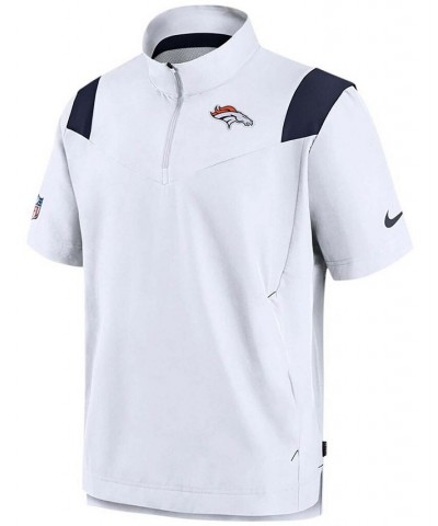 Men's White Denver Broncos Sideline Coaches Short Sleeve Quarter-Zip Jacket $25.42 Jackets