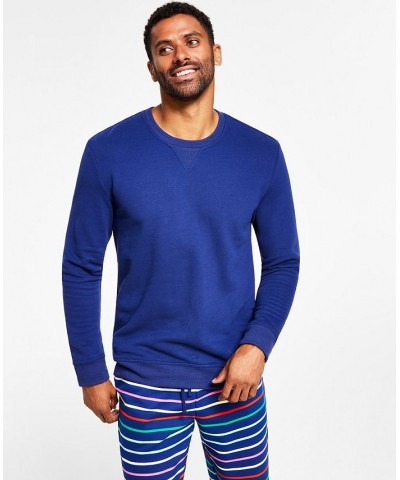 Men's Solid Matching Crewneck Top Blue $11.32 Tops