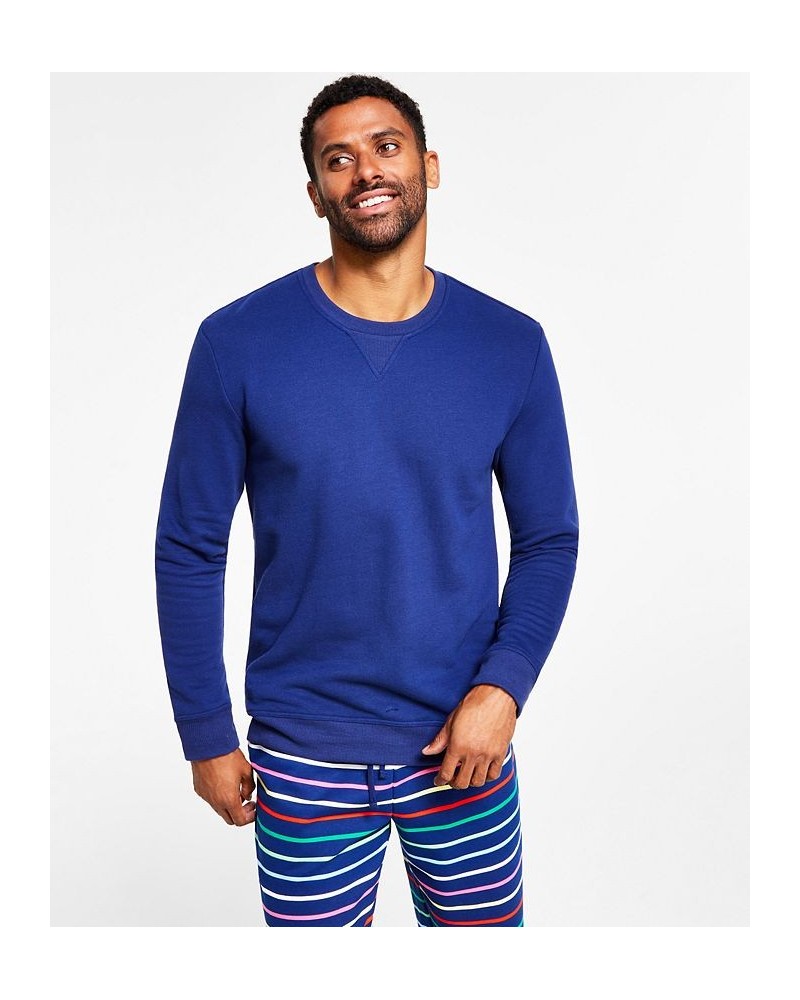 Men's Solid Matching Crewneck Top Blue $11.32 Tops