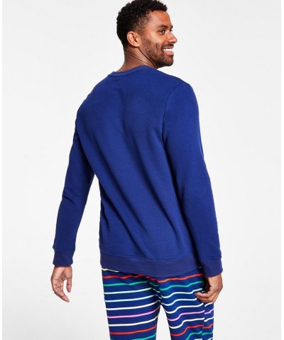 Men's Solid Matching Crewneck Top Blue $11.32 Tops