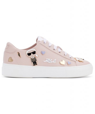 Women's Cate Lace-Up Embellished Low-Top Sneakers Pink $59.60 Shoes