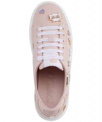 Women's Cate Lace-Up Embellished Low-Top Sneakers Pink $59.60 Shoes