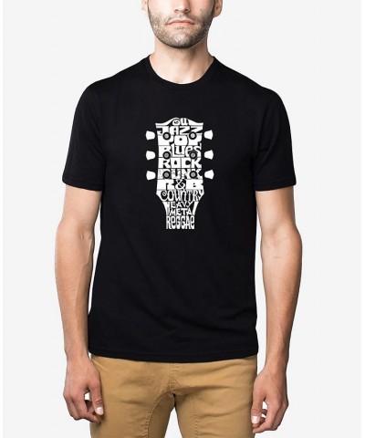 Men's Premium Blend Word Art Guitar Head Music Genres T-shirt Black $21.15 T-Shirts