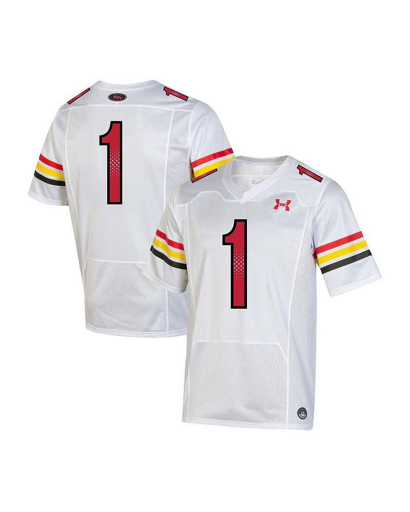 Men's Number 1 White Maryland Terrapins Throwback Special Game Jersey $45.15 Jersey