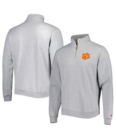 Men's Heather Gray Clemson Tigers Stack Essential Fleece Quarter-Zip Sweatshirt $38.24 Sweatshirt