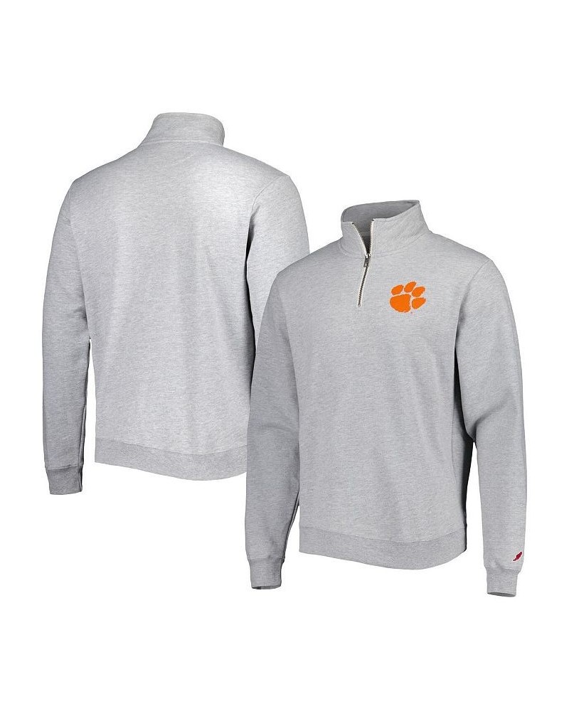 Men's Heather Gray Clemson Tigers Stack Essential Fleece Quarter-Zip Sweatshirt $38.24 Sweatshirt