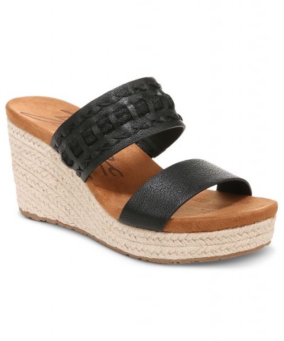 Women's Poppy Platform Espadrille Wedge Sandals Black $45.54 Shoes