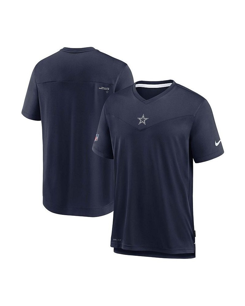 Men's Navy Dallas Cowboys Sideline Coaches Performance V-Neck T-shirt $28.80 T-Shirts