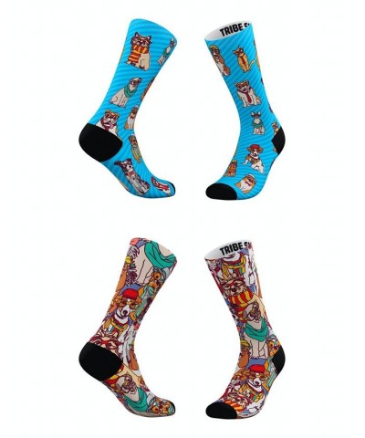 Men's and Women's Hipster Dog Socks, Set of 2 Multi $14.00 Socks