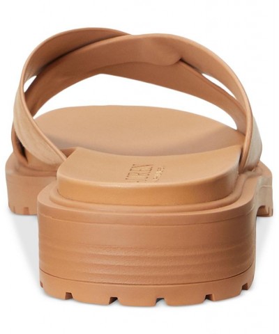 Women's Kelsie Crisscross Flat Slide Sandals Tan/Beige $74.25 Shoes