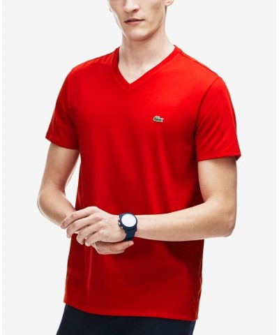 Men’s Classic V-Neck Soft Pima Cotton Tee Shirt Red $37.80 T-Shirts