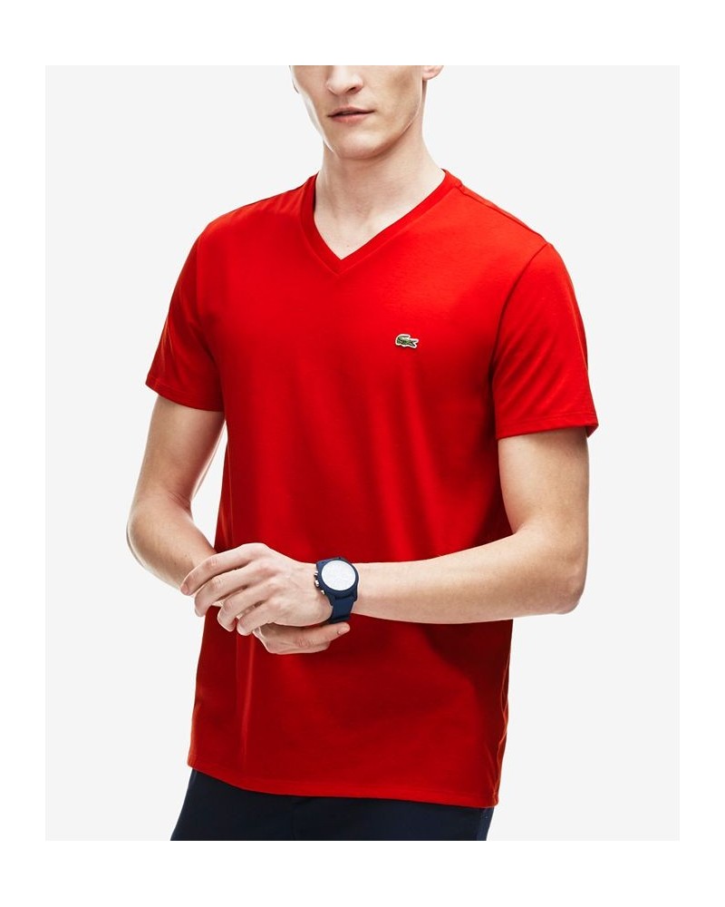 Men’s Classic V-Neck Soft Pima Cotton Tee Shirt Red $37.80 T-Shirts