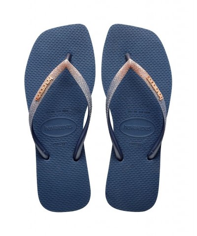 Women's Slim Square Glitter Sandals Blue $20.13 Shoes