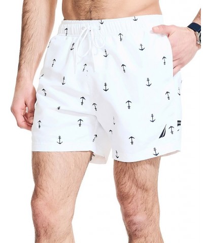 Men's Quick Dry Anchor Print 5" Swim Trunks White $16.20 Swimsuits