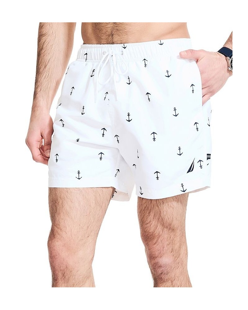 Men's Quick Dry Anchor Print 5" Swim Trunks White $16.20 Swimsuits